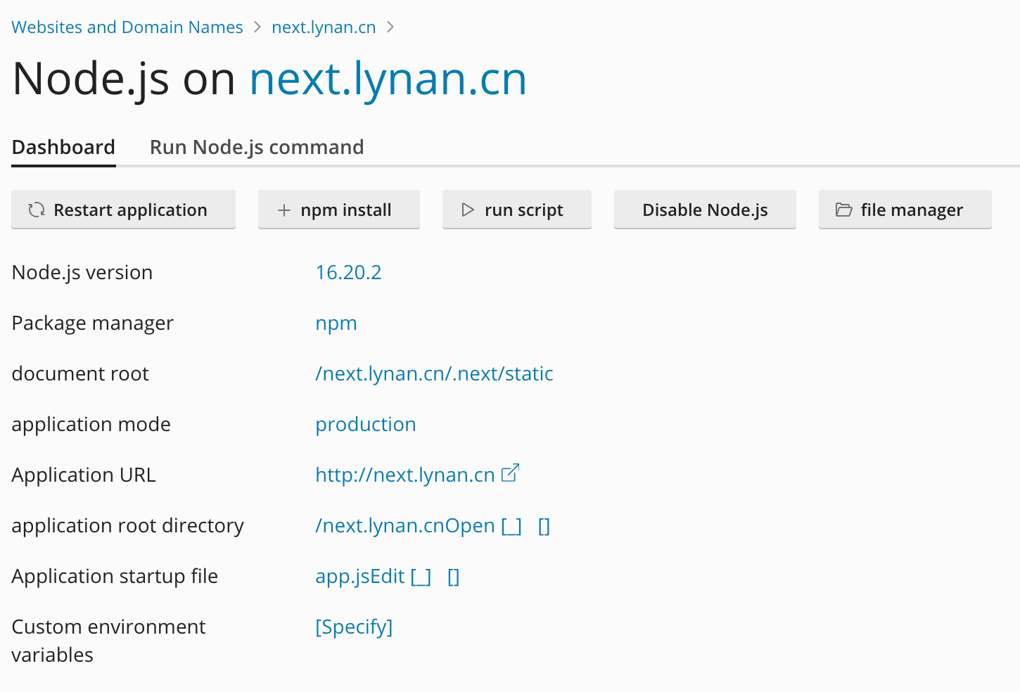 Node.js Configuration